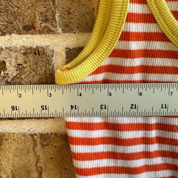Q&A Orange and White Striped Tank Top with Yellow Trim - Picture 7 of 7
